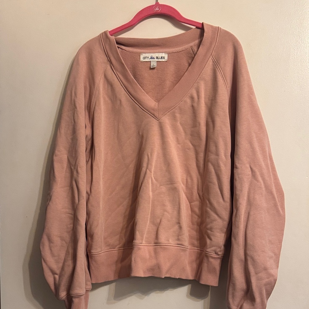 City Blues from Stitch Fix Women's Pink V-Neck Sweater Size Large
